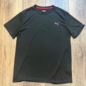 Vintage Puma Black Mens large T-Shirt Cat Jumping Logo Sport Lifestyle Dry Cell